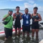 Atlet dayung Maluku Utara usai finis ketiga di Kejurnas Dayung.