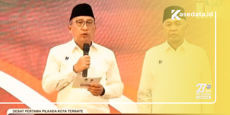 Foto : Tanggapan layar Tauhid-Nasri dalam debat pertama Pilkada Kota Ternate