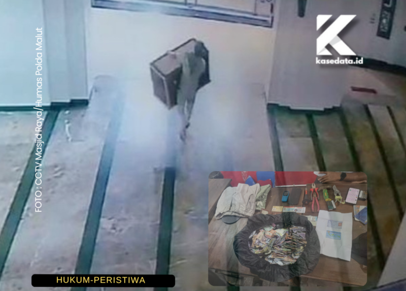 Pelaku saat terekam cctv masjid raya Ternate/Barang bukti