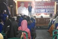 Nasri Abubakar saat menyampaikan pidato kemenangan || Kasedata.id