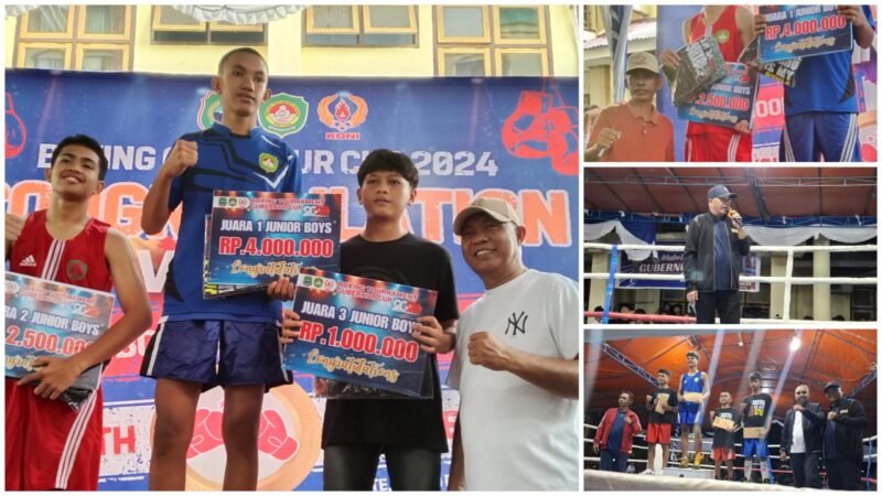 Penyerahan bonus dan piagam penghargaan kepada masing-masing atlet yang  menjuarai guberbur cup 2024 || Foto : Kasedata.id