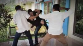 Foto : tanggapan layar aksi pemukulan terjadi di depan kantor Disprindag dan UKM Halbar || Iin Afriyanti