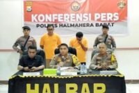 Konfrensi pers tentang Demisius bersama stafnya saat ditetapkan sebagai tersangka || Iin Afriyanti