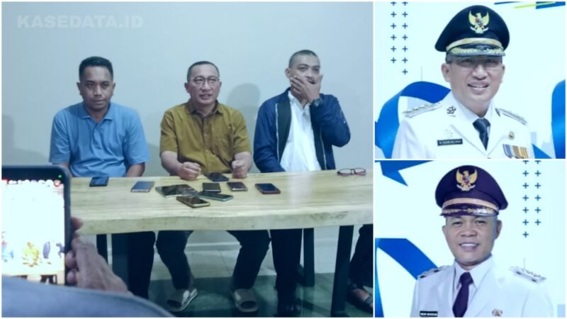Foto : Muhammad Tauhid Soleman didampingi tim hukum saat menggelar conference pers/Flayer Wali Kota dan Waki Wali Kota Ternate 