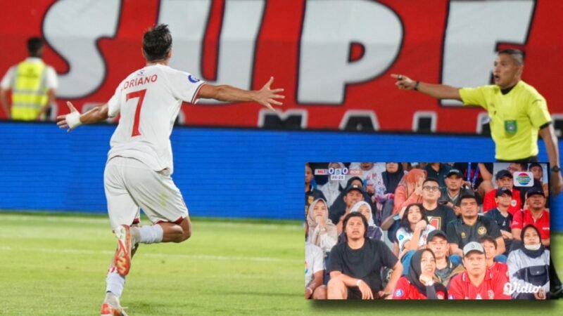Selebrasi gol dari Adriano/ Tangkapan layar antusias penonton di tribun utama menyaksikan laga Malut United Vs Borneo Fc di Stadion Gelora Kie Raha, Ternate. 