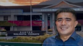 Latar Kantor Wali Kota Ternate/Kepala BKPSDM Kota Ternate, Samin Marsaoly || Dok : kasedata.id