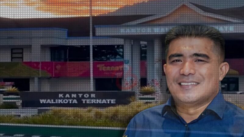 Latar Kantor Wali Kota Ternate/Kepala BKPSDM Kota Ternate, Samin Marsaoly || Dok : kasedata.id