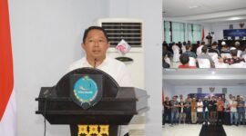 Sekda Kota Ternate Rizal Marsaoly (RM) saat memberi sambutan pembukaan kongres Askot PSSI Ternate || Foto : Ongky kasedata.id