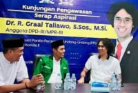 Senator Graal saat melakukan kunjungan pengawasan dan serap aspirasi bersama GP Ansor Maluku Utara || Foto : Ilham Mansur