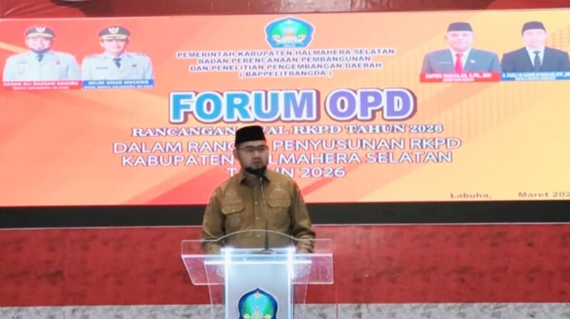 Bupati Halmahera Selatan saat memberi sambutan pada kegiatan RKPD 2026 || Dok : Irfandi_kasedata.id