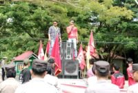 Unjuk rasa yang digelar oleh SEMMI dan GMNI secara bergentian di depan Kantor Polres Halsel, DPRD Kabupaten Halsel, dan Kantor Bupat Halsel || Dok : Ridal_Kasedata