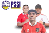 Ketua KONI Ternate Faujan A. Pinang, Ketua Askot PSSI Ternate, Fandy Mahmud, Ketua Panitia Liga Pelajar 2025, Irwan Muhammad || Dok : kasedata.id