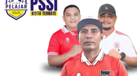 Ketua KONI Ternate Faujan A. Pinang, Ketua Askot PSSI Ternate, Fandy Mahmud, Ketua Panitia Liga Pelajar 2025, Irwan Muhammad || Dok : kasedata.id