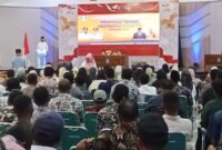 Kegiatan bimtek Siskuedes di Aula Kantor Bupati Halmahera Selatan pada Jumat (16/5/2025)