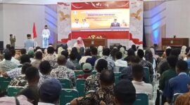 Kegiatan bimtek Siskuedes di Aula Kantor Bupati Halmahera Selatan pada Jumat (16/5/2025)