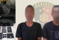 Barang bukti serta pelaku pencurian yang dibekuk tim remsob macan gamalama sat rerskrim Polres Ternate || Foto : istimewa