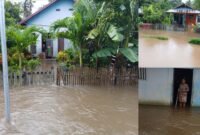 Banjir yang merendam sejumlah rumah warga di Desa Naflo, Kecamatan Mangoli Timur, Kabupaten Kepulauan Sula, pada Minggu (18/05/2025) || Foto : karno_kasedata