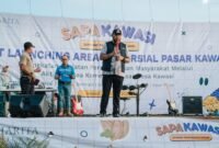 Bupati Halmahera Selatan, Hasan Ali Bassam Kasuba, memberikan sambutan dalam SAPA Kawasi 2025. (Dok. Harita Nickel)