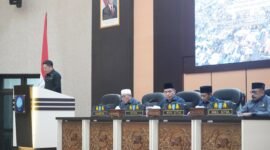 Juru bicara Fraksi NasDem, M. Ghifari Bopeng, saat menyampaikan pandangan umum dalam paripurna LPP APBD 2024 || Foto : edo huka_kasedata