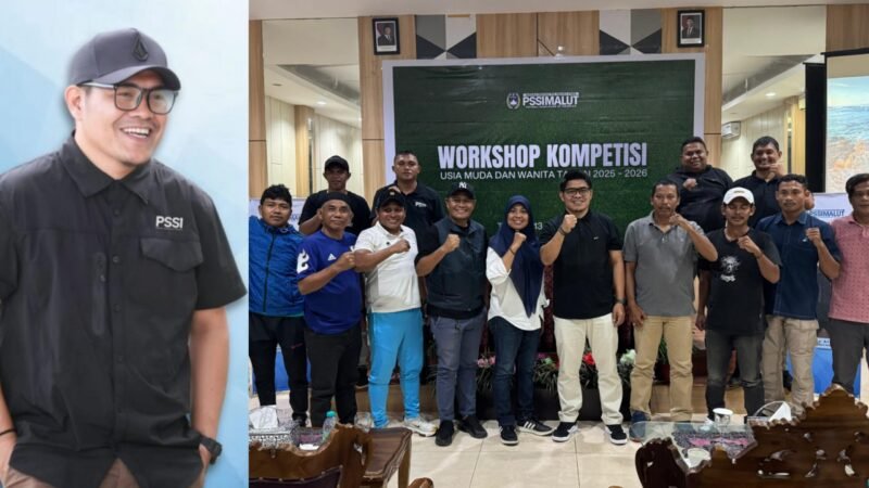 Sekjen Asprov PSSI Maluku Utara, Aldhy Ali, bersama anggota dalam kegiatan Workshop Kompetisi Usia Muda dan Sepak Bola Wanita || dok : kasedata.id