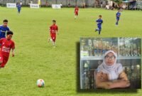 Laga SMPN 6 vs SMP N7 saat Semifinal/Kepsek SMPN 6, Astuti Djumati || Foto : Haerun_kasedata