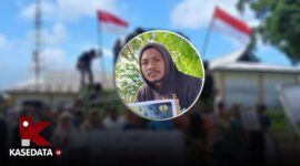Latar, masyarakat desa kubung saat menggelar aksi 15 Mei 2025/Ketua DPC GPM Halsel, Harmain Rusli || Dok : Ridal_Kasedata  