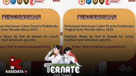 Flayer hasil pengumuman paskibraka Kota Ternate 2025 || dok : kasedata 