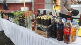 Barang bukti miras yang dimusnahkan || Foto : istimewa