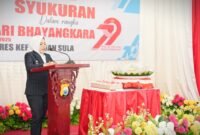 Bupati Kepulauan Sula, Hj. Fifian Adeningsi Mus saat memberi sambutan || dok : karno_kasedata