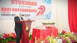 Bupati Kepulauan Sula, Hj. Fifian Adeningsi Mus saat memberi sambutan || dok : karno_kasedata