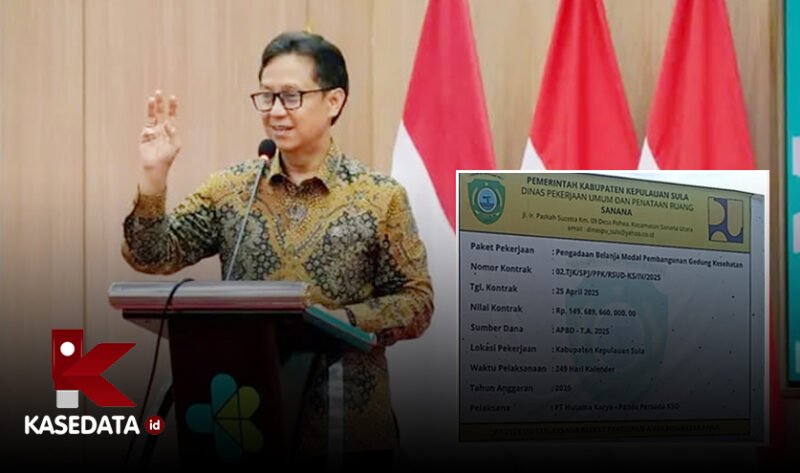 Menteri Kesehatan Budi Gunadi Sadikin/Papan proyek pembangunan RSUD Sanana || Dok : Karno_kasedata 