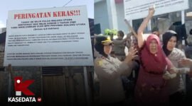 Polda Maluku Utara saat memasang sejumlah titik plang peringatan/Protes seorang warga Ubo-Ubo || Dok : kasedata.id