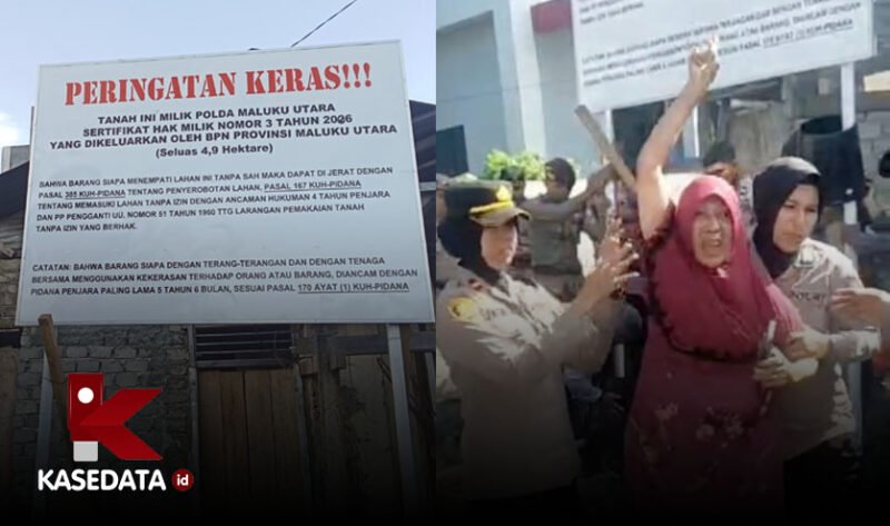 Polda Maluku Utara saat memasang sejumlah titik plang peringatan/Protes seorang warga Ubo-Ubo || Dok : kasedata.id