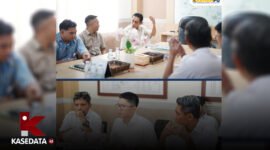 Wakil Bupati Helmi Umar Muchsin didamping kepala BPBD Halsel Aswin Adam, saat melakukan audiensi ke BWS Maluku Utara || dok; kasedata