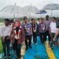Penyambutan Ketua Umum DPP APDESI Surta Wijaya, beserta rombongan di Bandara Oesman Sadik Labuha || Foto : Ridal_kasedata