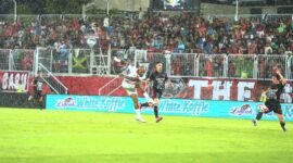 Striker Malut United David da Silva mencetak gol di menit ke-32. || dok : Kasedata