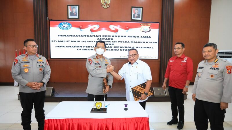 Proesei Perjanjian Kerja Sama antara Polda Malut dan PT Malut Maju Sejahtera, Jumat (8/8/2025) || Foto : like_kasedata