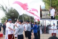 Penyerahan 10 Juta Bendera Merah Putih secara simbolis oleh Wali Kota yang berlangsung di Landmark Ternate, 1 Agustus 2025 /Sambutan panitia, Aldhy Ali/Sambutan Wali Kota, Dr M Tauhid Soleman || Foto : Ongky_kasedata