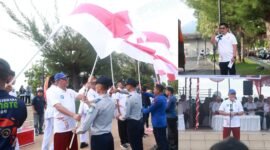 Penyerahan 10 Juta Bendera Merah Putih secara simbolis oleh Wali Kota yang berlangsung di Landmark Ternate, 1 Agustus 2025 /Sambutan panitia, Aldhy Ali/Sambutan Wali Kota, Dr M Tauhid Soleman || Foto : Ongky_kasedata