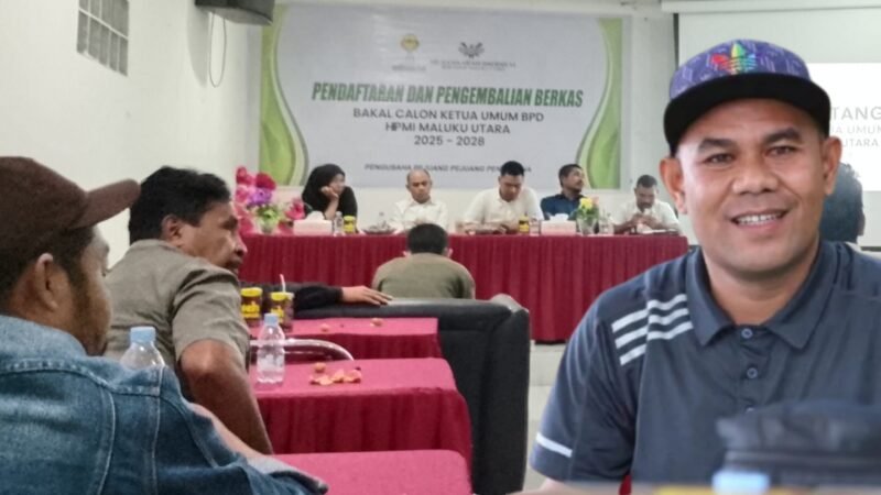 Panitia saat menggelar pendaftaran dan pengembalian berkas bakal calon ketua umum HIPMI Malut beberapa hari lalu/Steering Committee, Mohdar Bailusy || Foto : kasedata