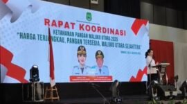 Gubernur Provinsi Maluku Utara, Sherly Tjoanda Laos membuka Rakor ketahanan pangan. || dok : Ilham/KASEDATA.ID