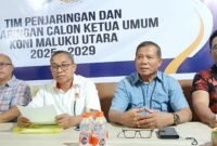 Konferensi pers Tim Penjaringan dan Penyaringan (TPP) KONI Maluku Utara. || dok : Ilham/Kasedata