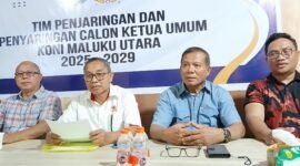 Konferensi pers Tim Penjaringan dan Penyaringan (TPP) KONI Maluku Utara. || dok : Ilham/Kasedata