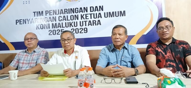 Konferensi pers Tim Penjaringan dan Penyaringan (TPP) KONI Maluku Utara. || dok : Ilham/Kasedata