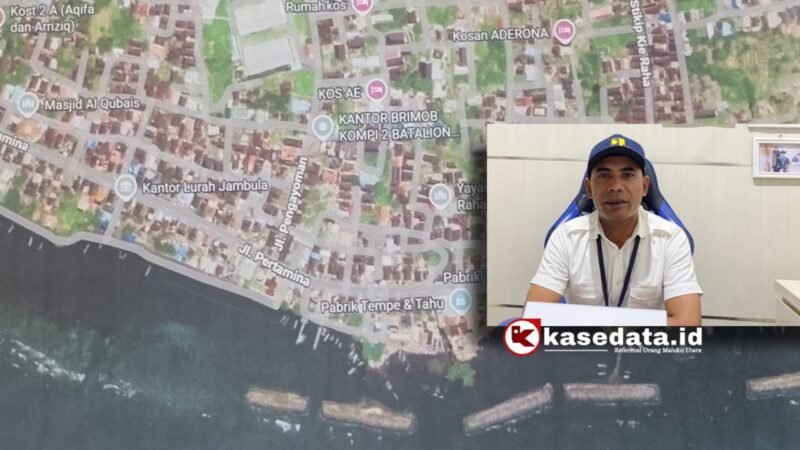 Maps pembangunan breakwater di Kelurahan sasa dan sebagian di jambula tahun 2016/ir. Irwan Mohamad, ST, MT [dok : kasedata]