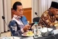 Wakil Bupati Helmi Umar Muchsin saat menghadiri RUPS LB Bank Maluku-Malut. (doc: istimewa)