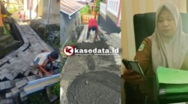 Pemasangan paving block di jalan setapak lingkungan RT 10 menggunakan Dana Kelurahan 2025/Lurah Kayu Merah Fatma Waheng [dok : kasedata.id]