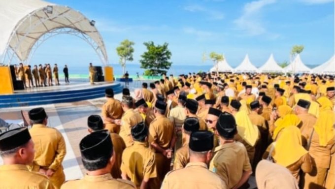 Apel gabungan ASN Pemda Halmahera Selatan [Foto : ridal/kasedata]