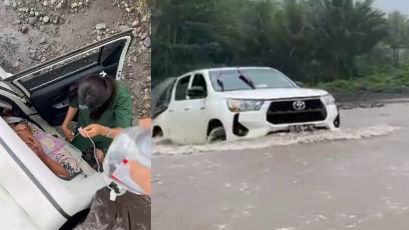 Kondisi pasien guru SD saat ditangani tim medis puskesmas doruma dalam proses berjuang ke RSUD Tobelo