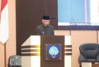 Wakil Wali Kota Ternate, Nasri Abubakar, saat berpidato dalam sidang paripurna DPRD Kota Ternate [Foto : ongky/kasedata]